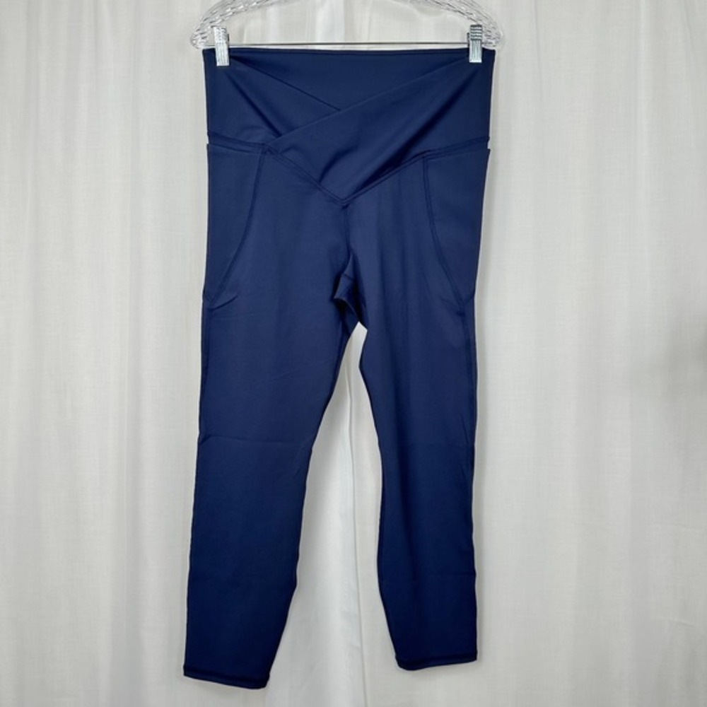 Fabletics‎ Oasis PureLuxe Cross Over 7/8 Leggings XXL 1X Navy Blue High Waist